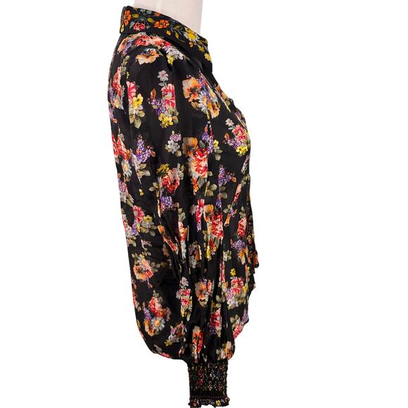 Alice + Olivia Cosima Floral Print Silk Button Up Blouse Size Small - Picture 4 of 8